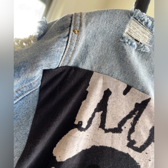 Custom made rockers distressed jean jacket - The Misfits - Picture 3 of 8